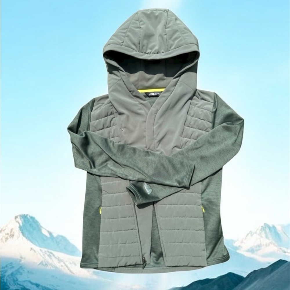 The North Face half zip jacket with fold over Medium puffer hoodie coat